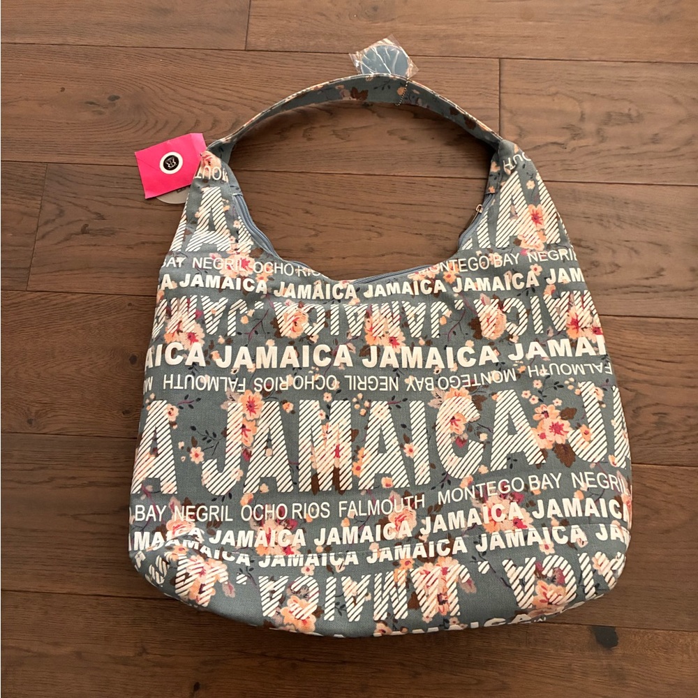 Jamaica Montego Bay Print Vintage Retro Floral Flower Hobo Tote Shoulder Bag